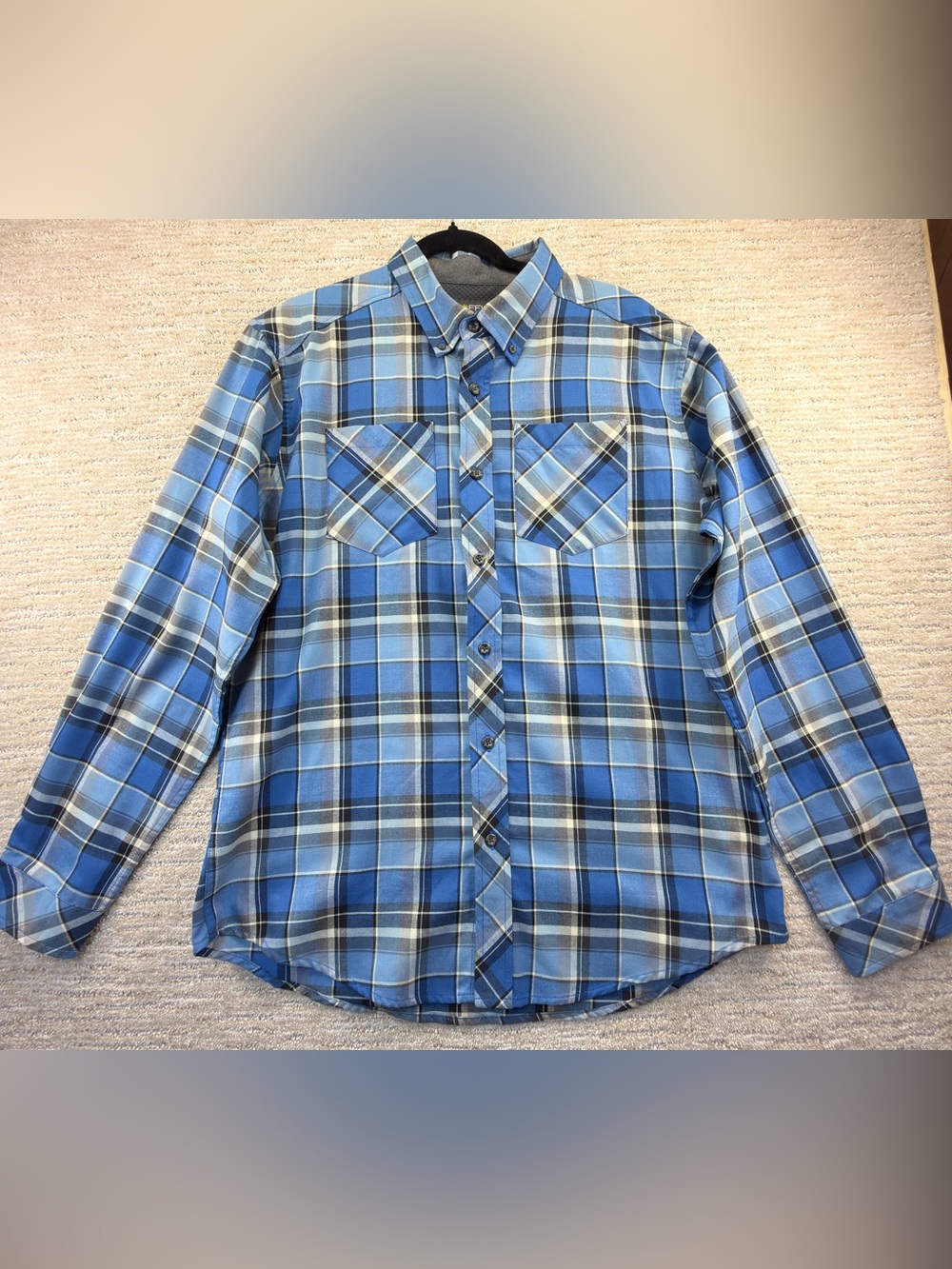 New With Tags Exofficio Blue Plaid Long-Sleeve Travel/Hiking Button-Down Shirt